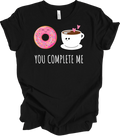 You Complete Me Donut Coffee T-Shirt Kawaii Funny Doughnut Gift Cute BFF Tee