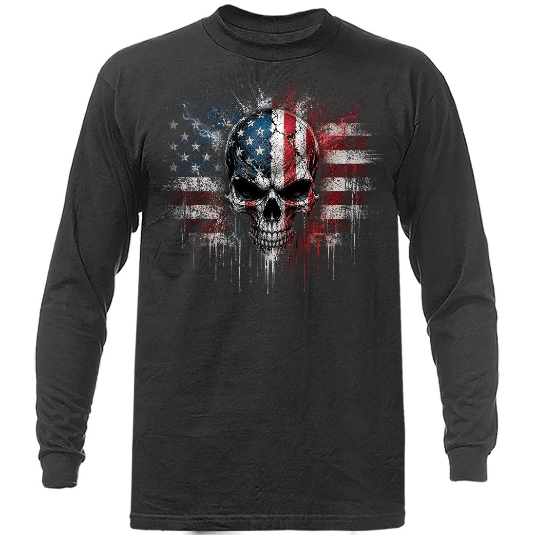 USA Flag Skull American Pride American Patriot Long Sleeve Shirt