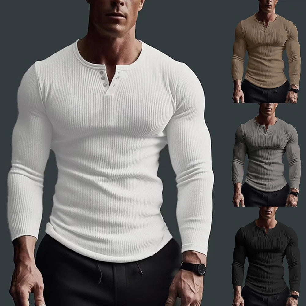 Trendy Mens Casual Fitness Tops with Elasticity in Solid Colors Available