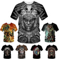 Mexican Aztec Warrior Punk 3D womens/mens Short Sleeve T-Shirt Casual Tops Tee