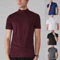 Solid Short Sleeve T Shirt for Men Half High Collar For Slim Fit Regular Top