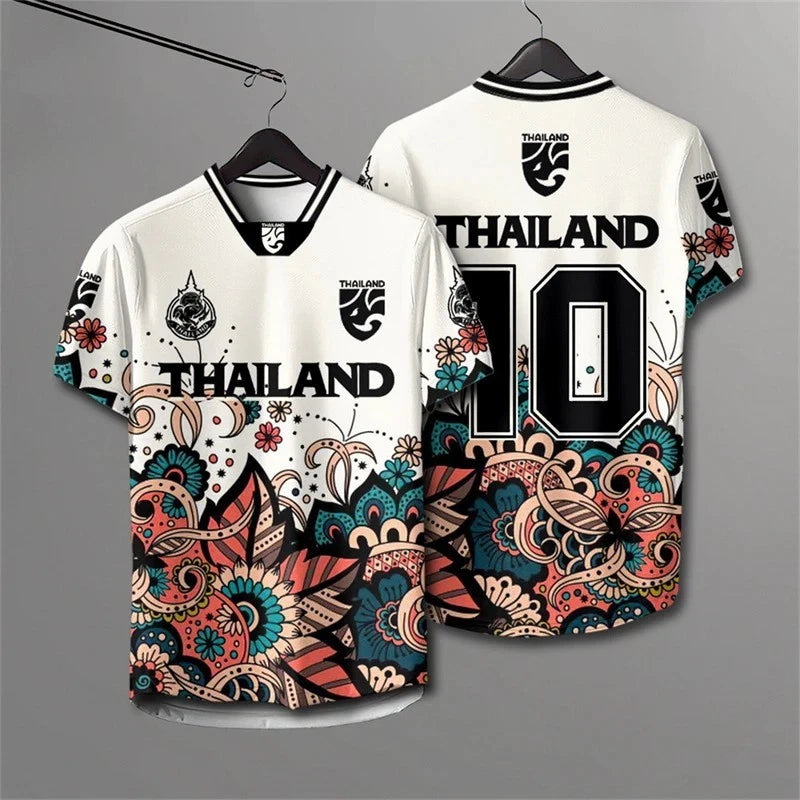 Thailand Flag 3D Printed Football T-Shirts Breathable Generic Polyester QuickDry