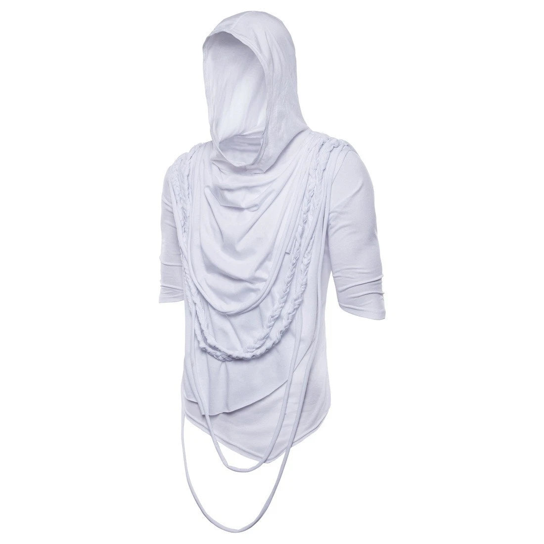 Men's New Loose Short-Sleeved Hooded T-Shirts Pile Collar Street Hip Hop Tops