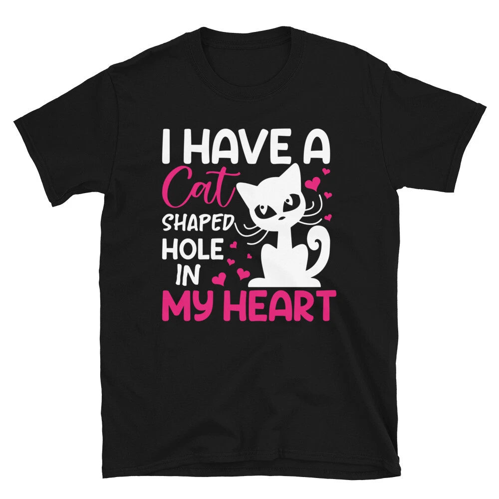 Cat Shaped Hole Cute Cat Funny Animal Kitty Cats T-Shirt