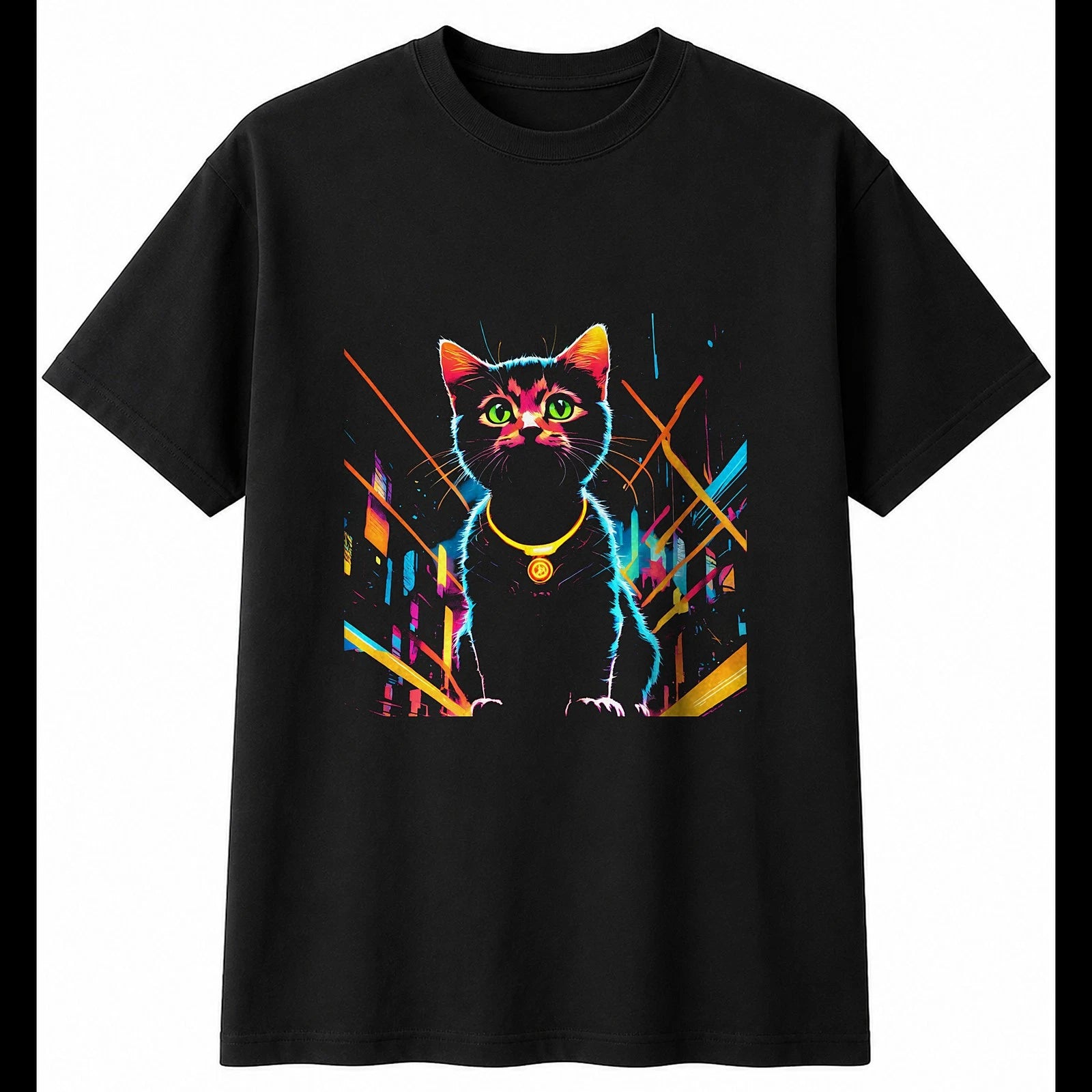 Kitten Anime Cat Cute Mens T-Shirt Black 100% Cotton Adorable