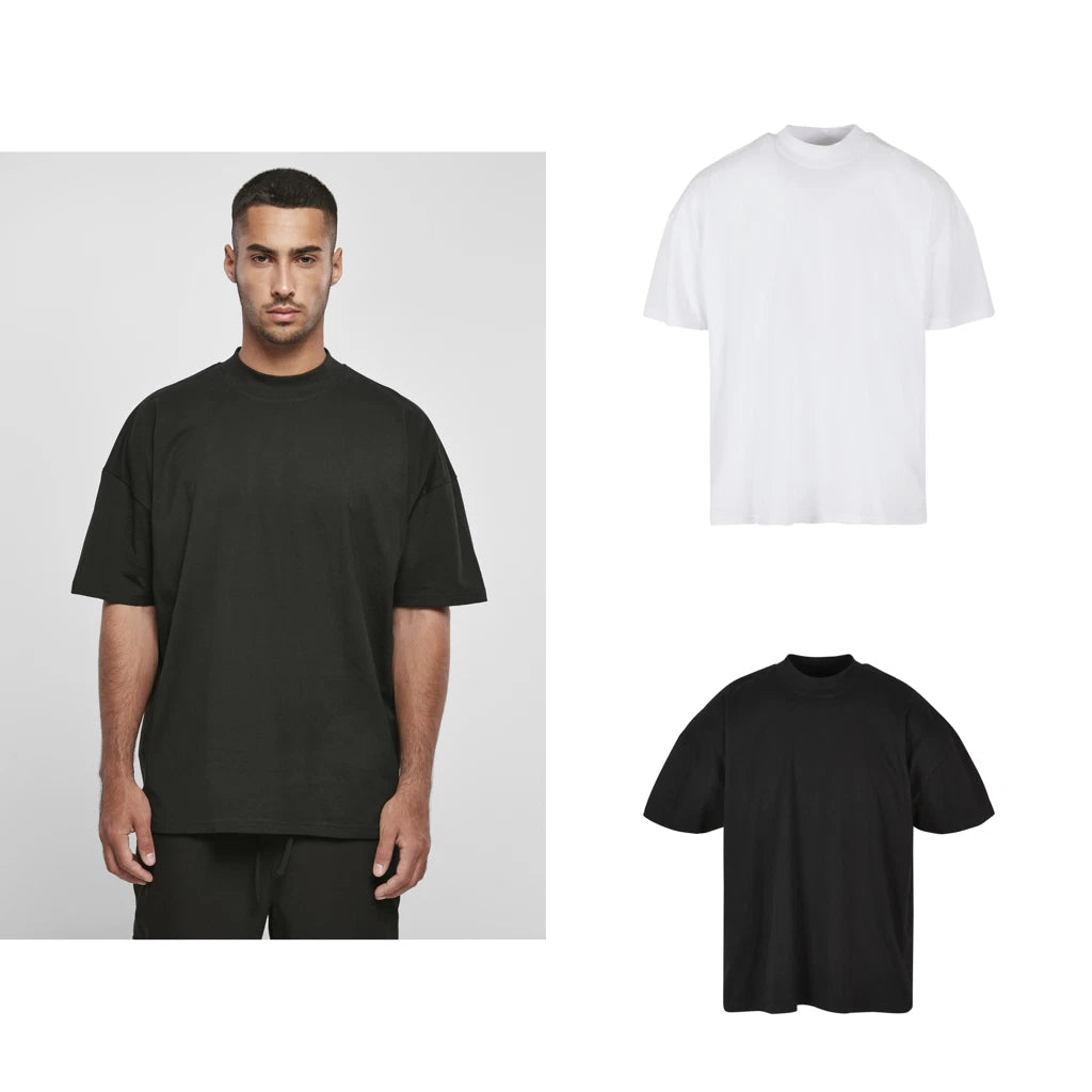 Build Your Brand Oversized mock neck tee - Mens T-Shirt, Oversized, High neck