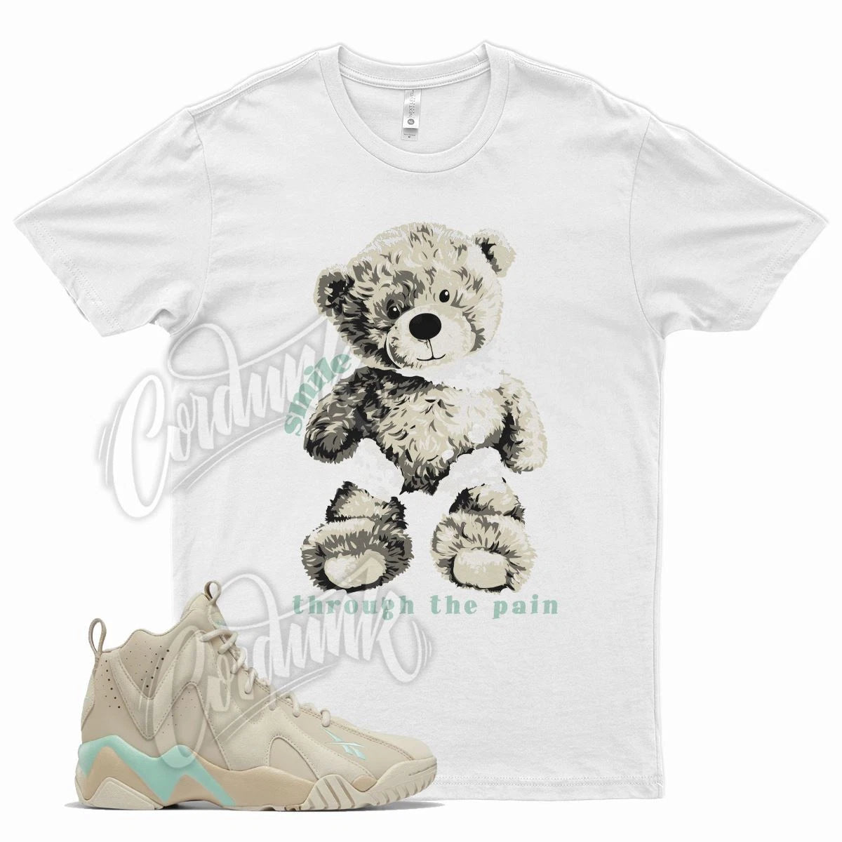 White SMILE T Shirt for  Kamikaze ll Modern Beige Stucco Pixel Mint 2