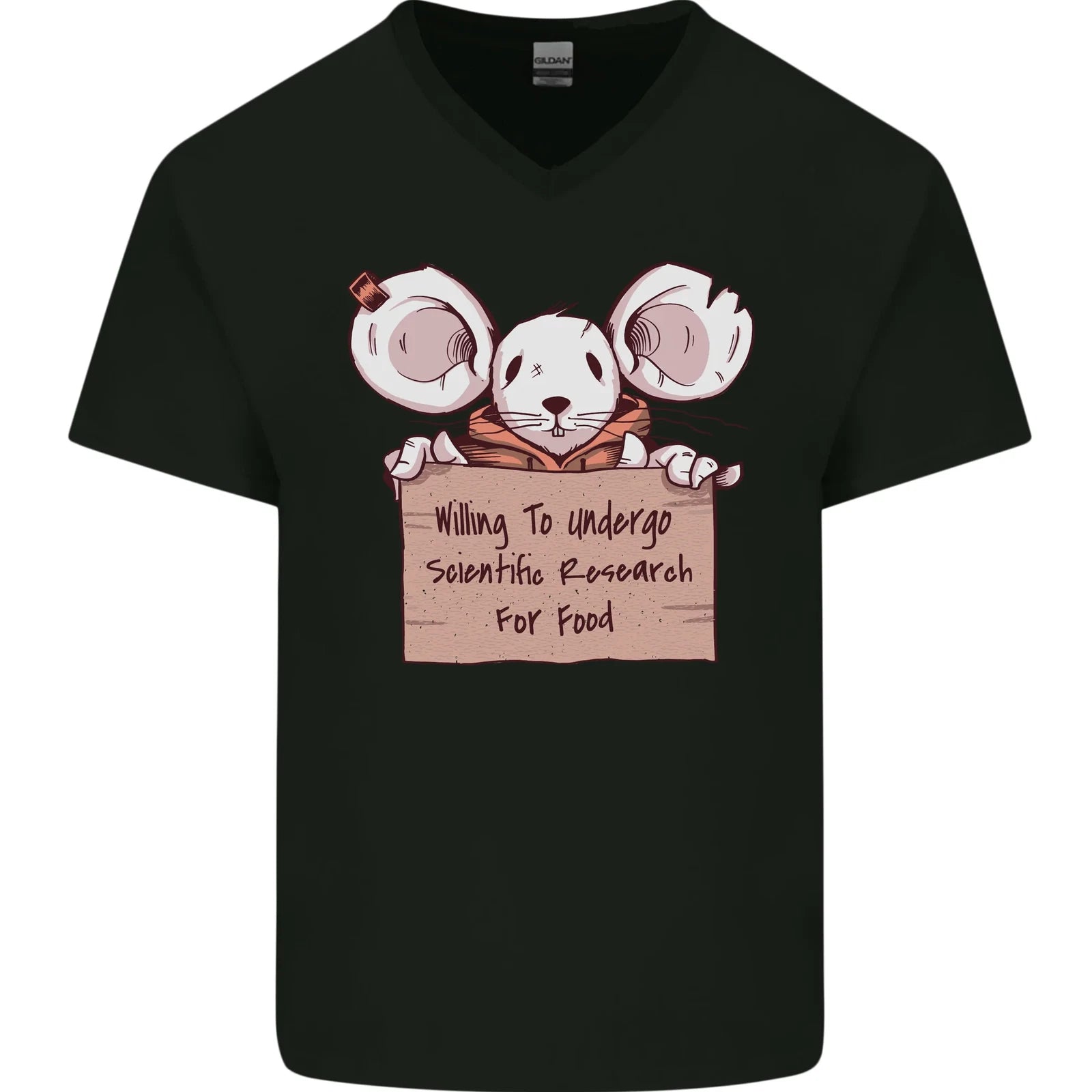 Hungry Mouse Mens V-Neck Cotton T-Shirt