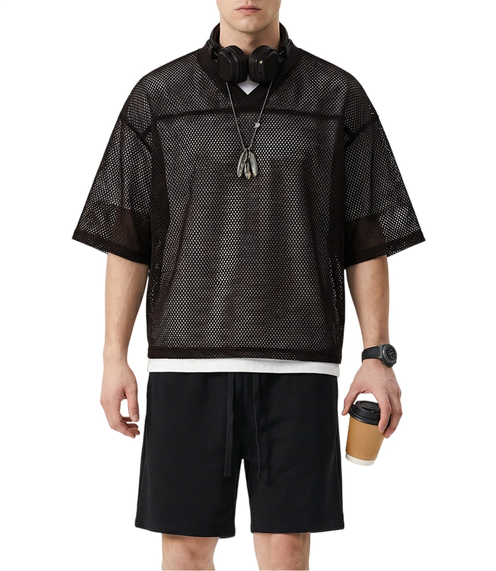 Jersey Shirts for Men Tees Short Sleeve Baggy Tops Oversized Gym Sports T Shirt