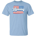 Wyoming US flag Unisex T-Shirt American patriotic WY state tee White Ash Blue