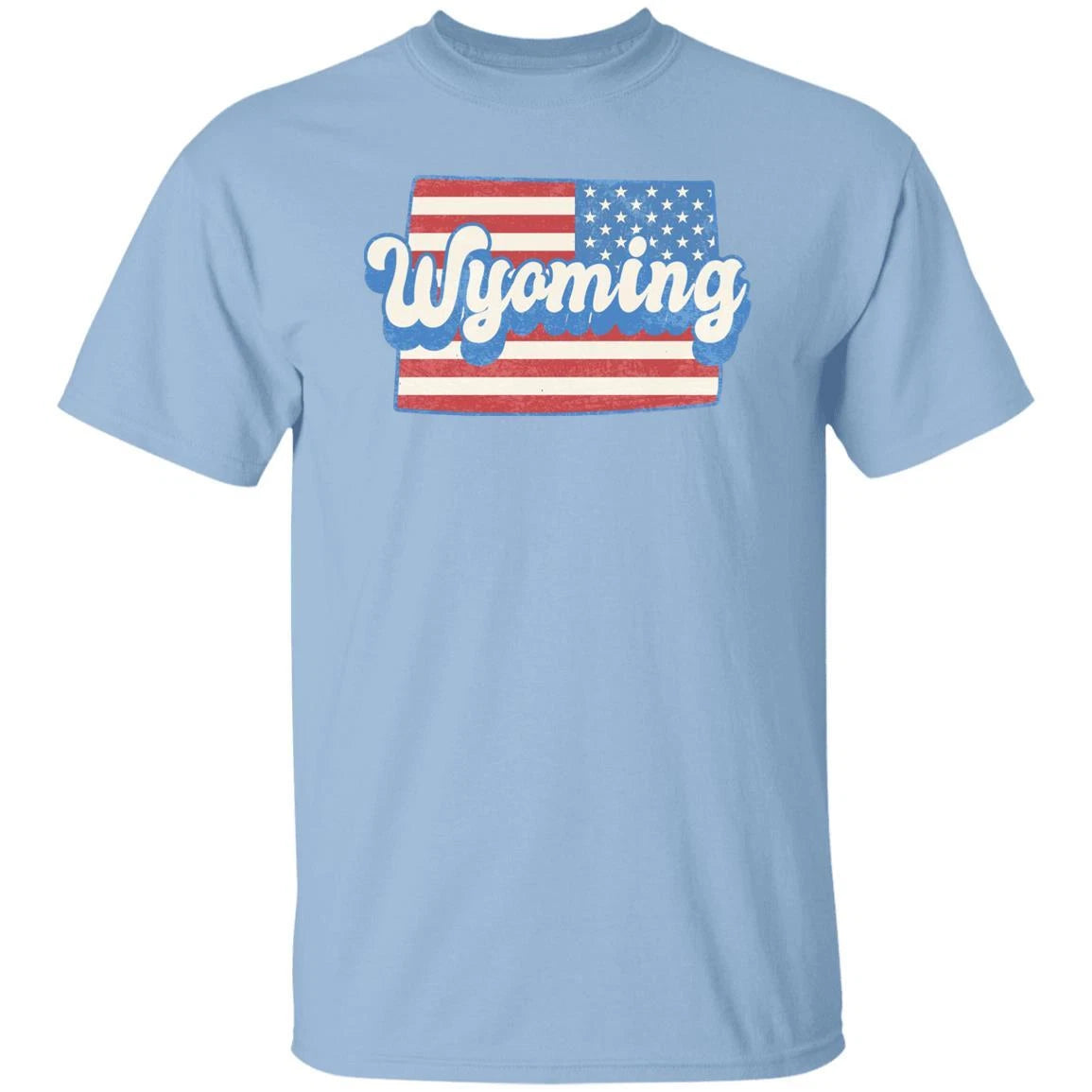 Wyoming US flag Unisex T-Shirt American patriotic WY state tee White Ash Blue