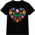 Folk Art Heart Floral Mexican Flower Boho Ethnic Pattern Designs Graphic T-Shirt