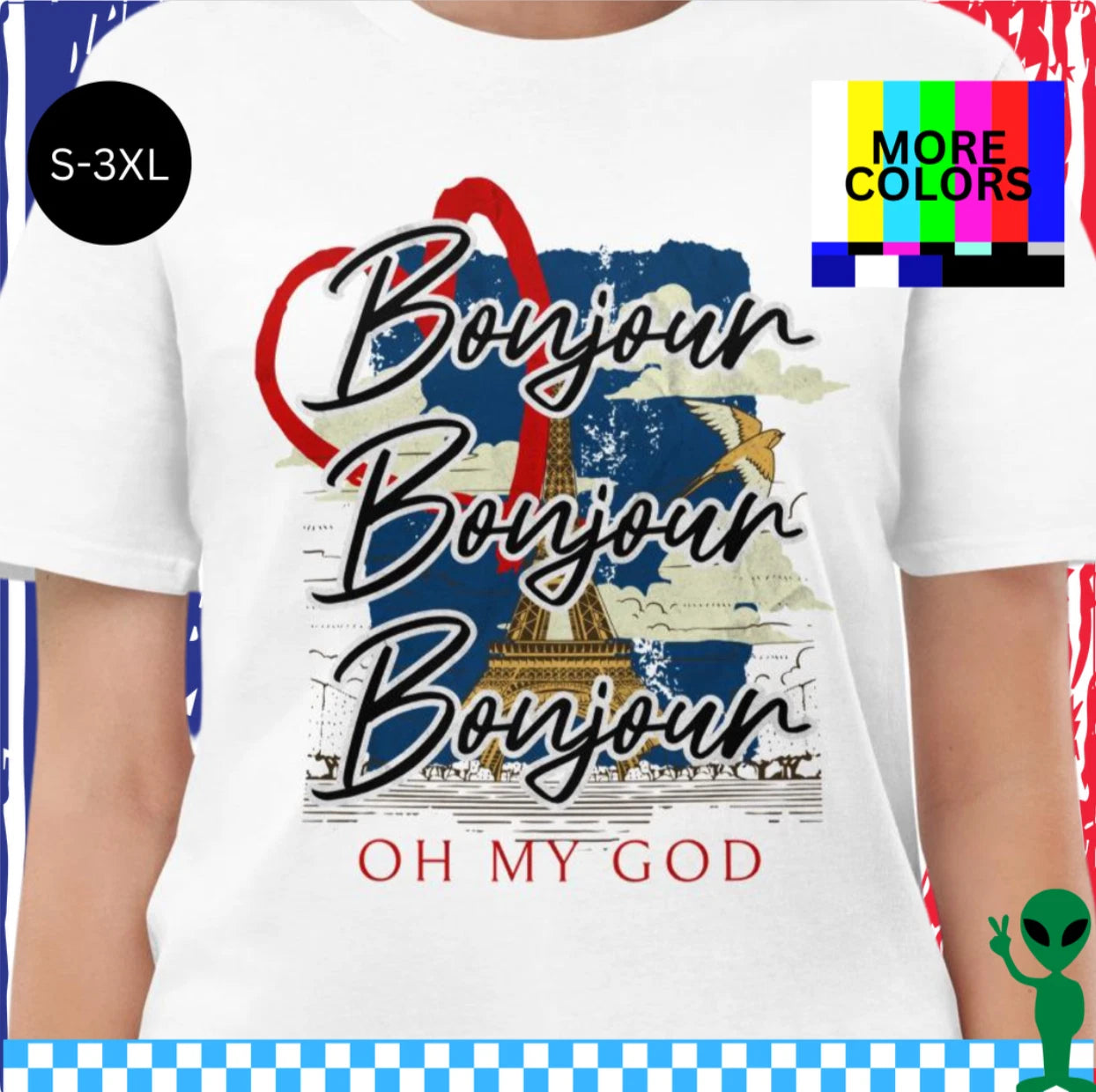 Bonjour Bonjour Bonjour Shirt Passport to Paris Olsen Twins Tee Unisex S-3XL
