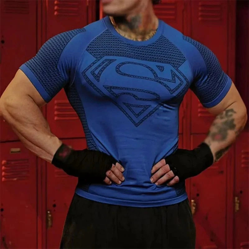 Mens T Shirt Slim Muscle Fit Stretch Tee Male Gym Crew Neck Short Sleeve Top
