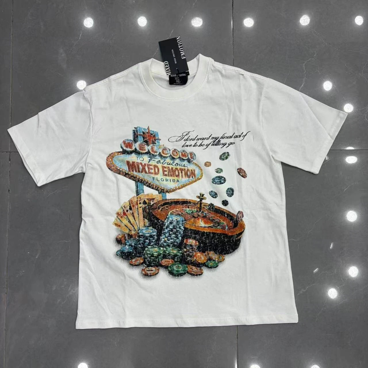 American High Street White Letter Print Oversized Unisex Couple Short Sleeve Tee