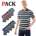 Mens Striped Polo Shirt Short Sleeve Pique T-Shirt Casual Contrast Summer Te Top