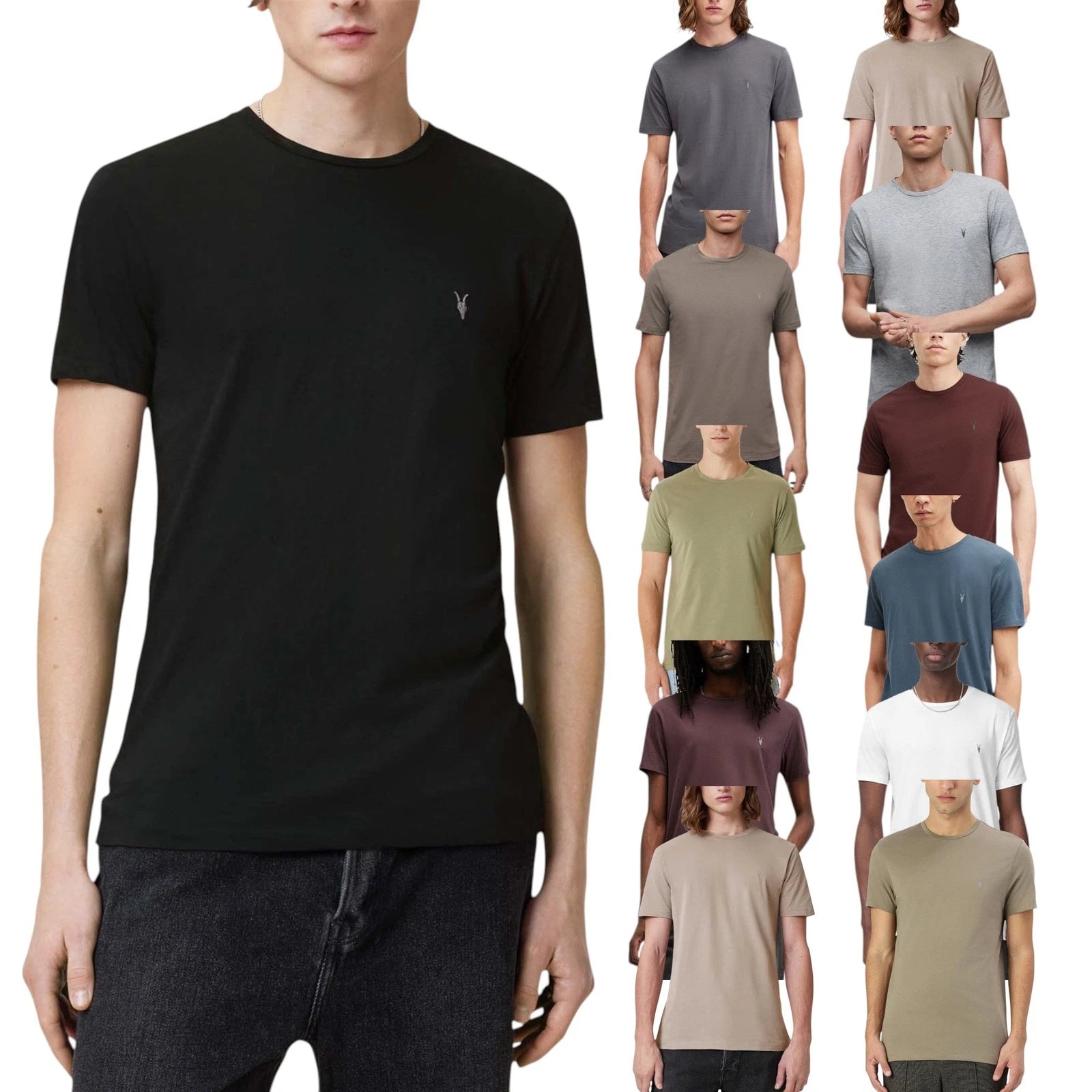 All Saints Mens T Shirts Crew Neck Slim Short Sleeve Casual Summer Cotton Tee