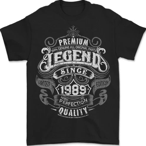 Premium Legend 37th Birthday 1989 Mens T-Shirt 100% Cotton
