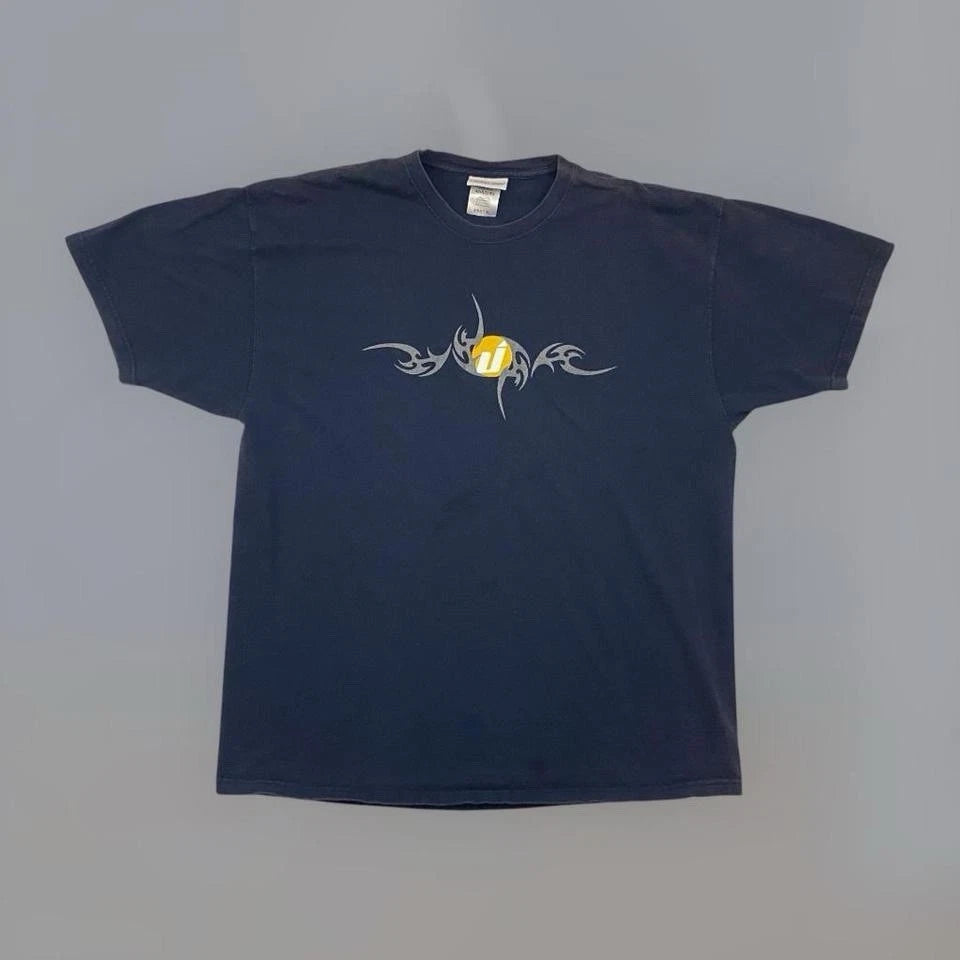 VTG Y2K 00s Urban Pipeline UP Tribal Logo T Shirt Adult XL Blue Faded Skater