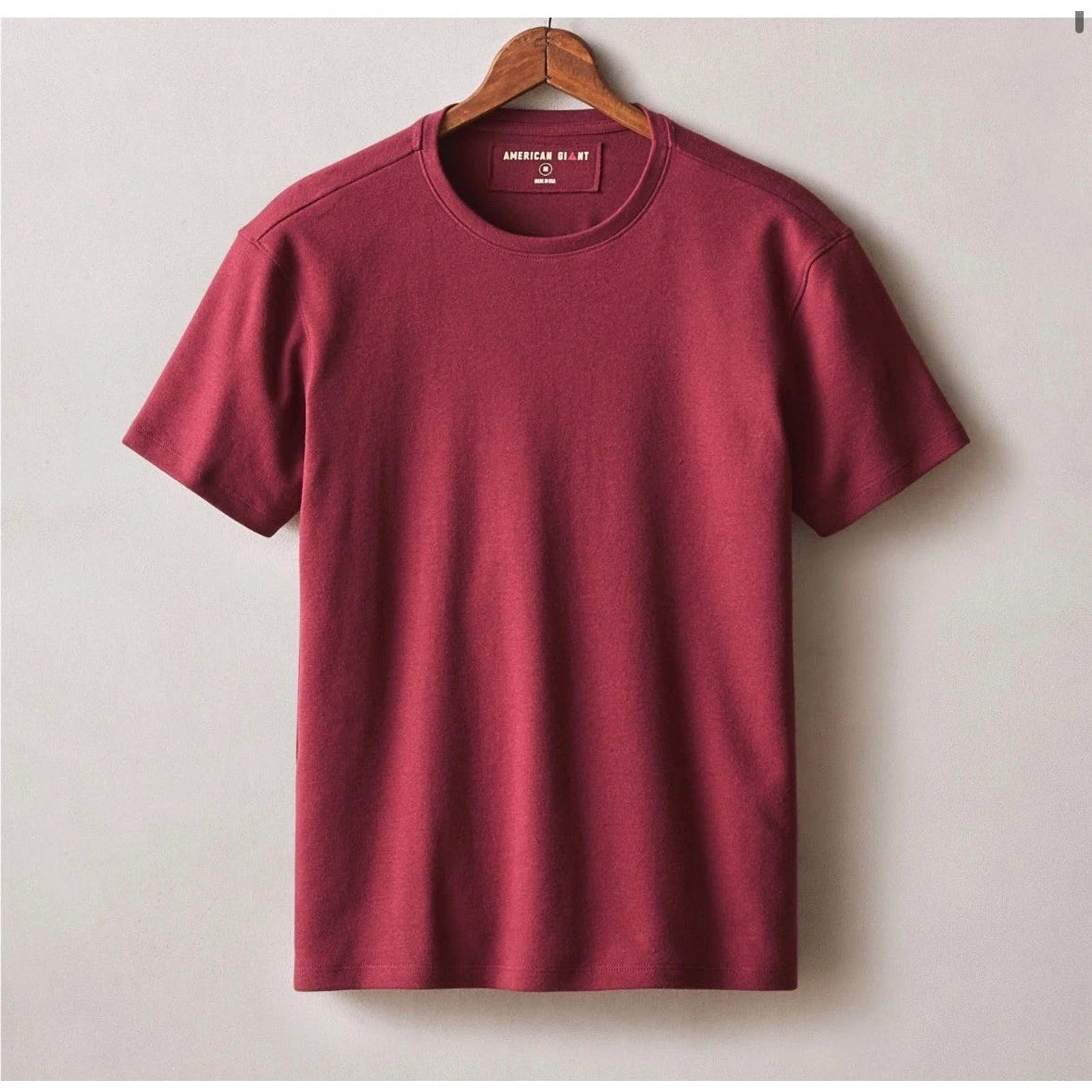 NWOT American Giant Mens Brushed Crew Neck Tee T-Shirt XL Burgundy
