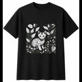Botanical Kitten in Nature Cat Mens T-Shirt Black 100% Cotton Kawaii Present