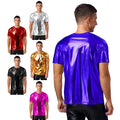 Mens Clubwear Slim Fit T-shirts Rave Tops Holiday Tee Festival Undershirt DJ