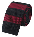 Men Novelty Wide Stripe Burgundy Red Black Fashion Knit Tie Stylish Groom Gro...