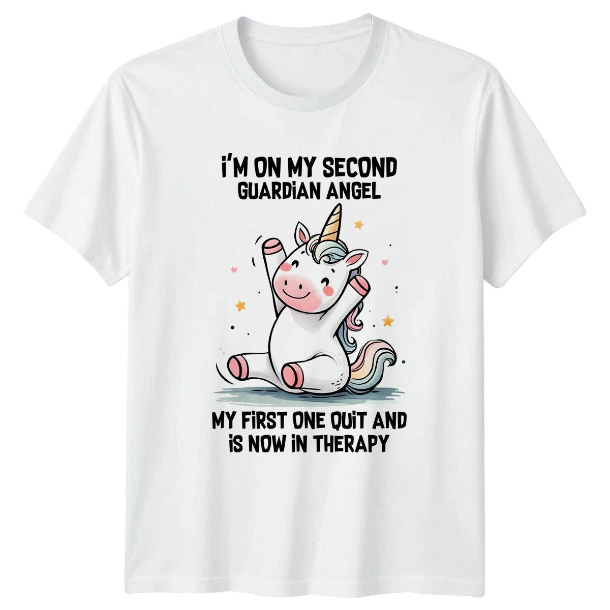 Im On My Second Guardian Womens T-Shirt Unicorn Humor Funny Birthday Gift