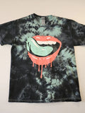 Hot Lips Tie Dye Graphic Tee Medium Black & Mint Green Dripping Lips Streetwear