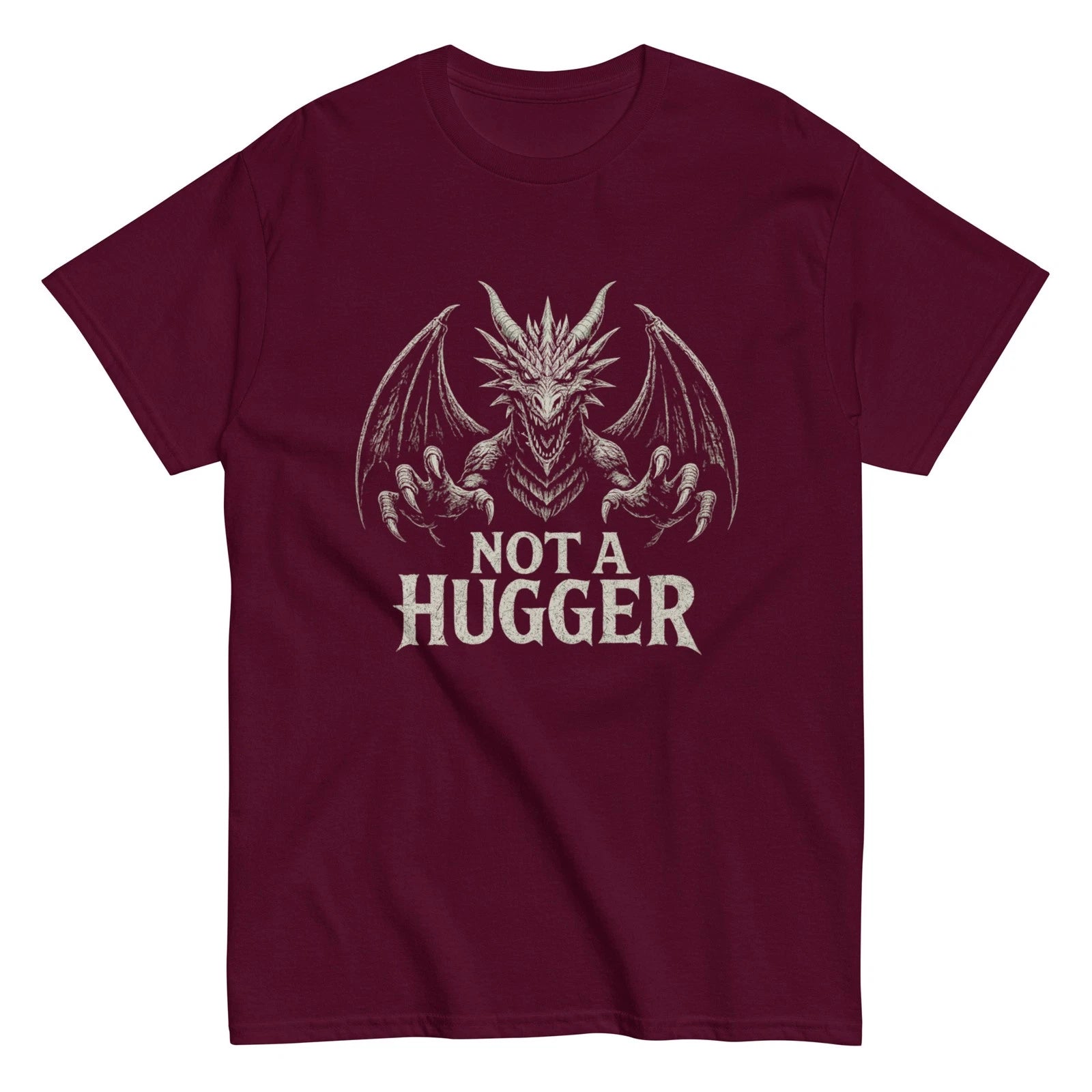 Not A Hugger T-Shirt | Large Dragon With Open Wings | Introvert Gift | S-5XL