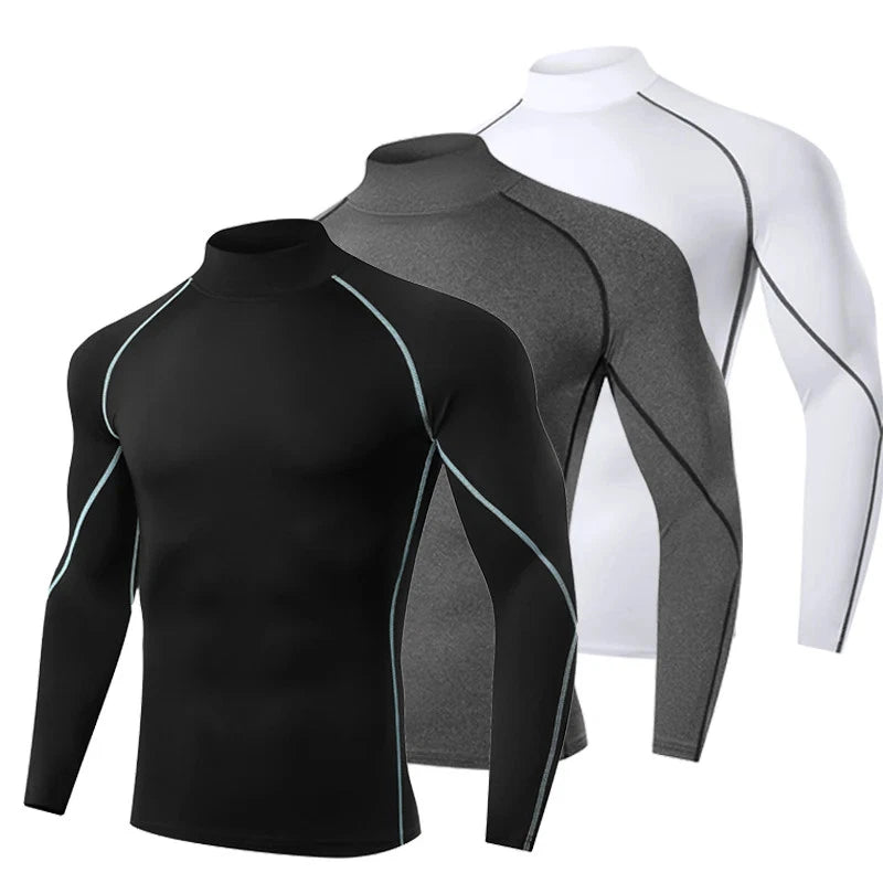 Compression T-Shirt Men’s Long Sleeve Quick Dry Gym Training Running Sports Top