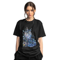 Mystical Blue Floral Cat Tee | Fantasy Cat Graphic Tee | Boho Cat Lover Gift |