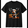 Double Exposure Puppy Sunbeams Dog Cute Mens T-Shirt Black 100% Cotton Kawaii