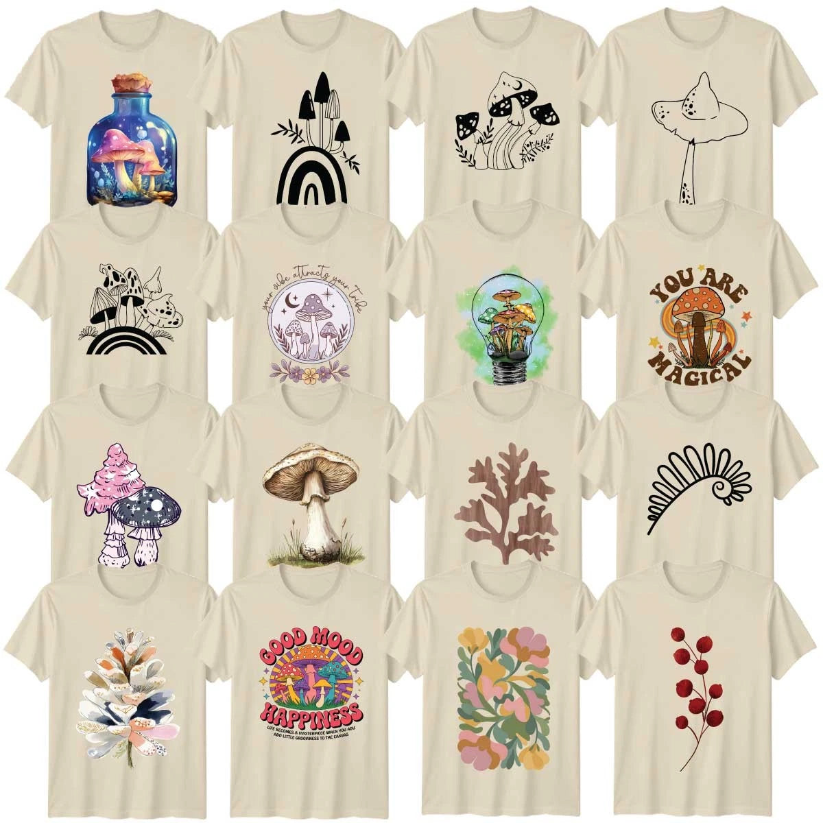 Floral Tree Of Life Adult T-Shirt Mushrooms Nature Lover Gift
