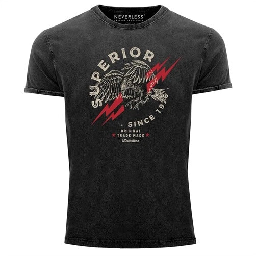 Neverless® Men's T-Shirt Vintage Shirt Print Shirt Superior Eagle Since 1976