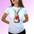 Rabbit Heart t shirt top cute bunny love art gift mens womens kids baby sizes