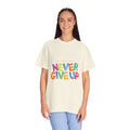 T-Shirt Custom Printed Logo Text  Unisex Work Party never give up