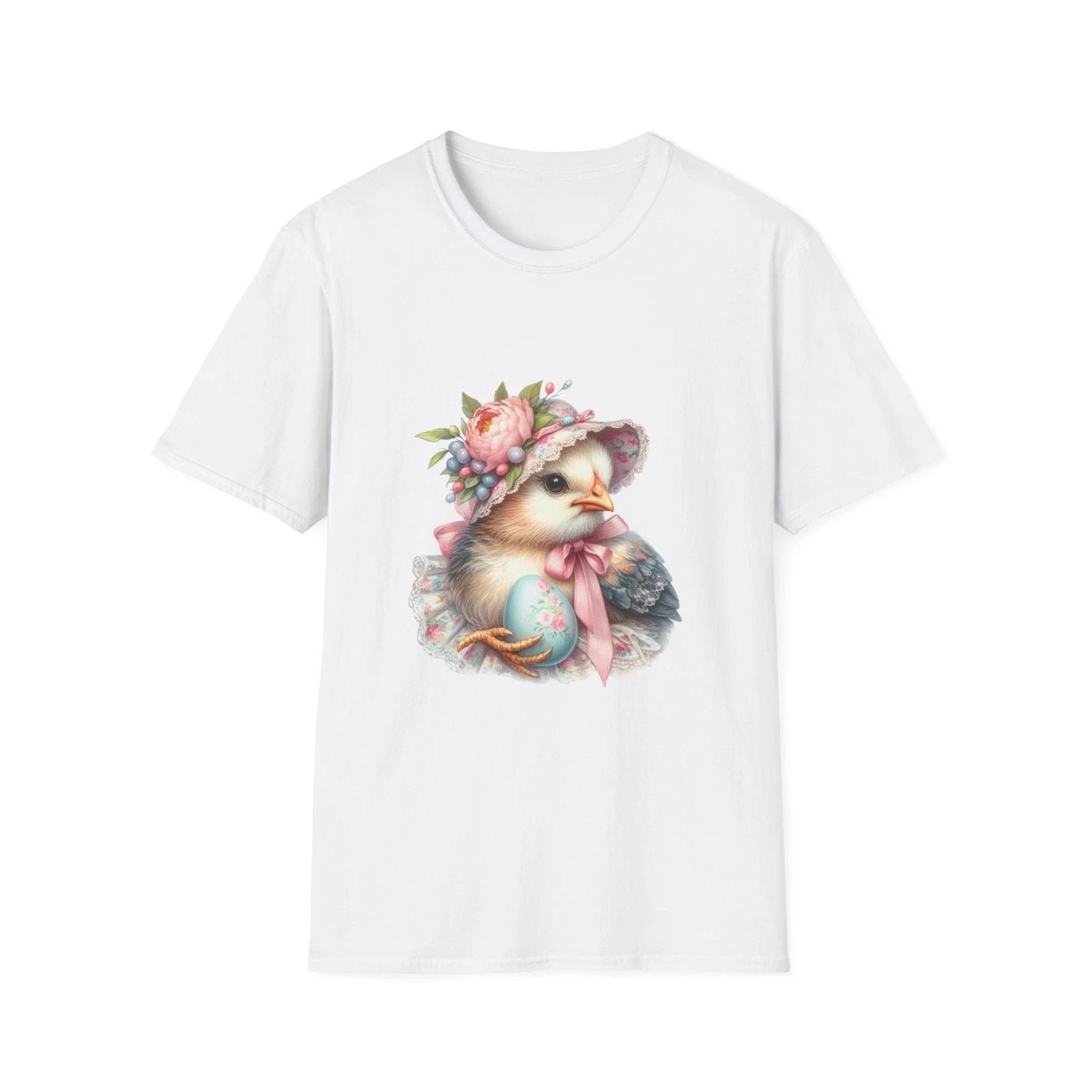 Vintage Floral Chick T-Shirt, Cute Spring Fashion, Easter Gift, Animal Lover