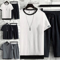 Stylish Men's Summer Set Ice Silk Short Sleeve Tee and Matching Shorts