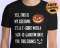 Lazy Costume T Shirt Halloween Party Funny Pumpkin T Shirt Halloween Costume
