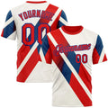 Custom Cream Fire Red-Royal 3D Pattern Design Canada America Sportswear Performa