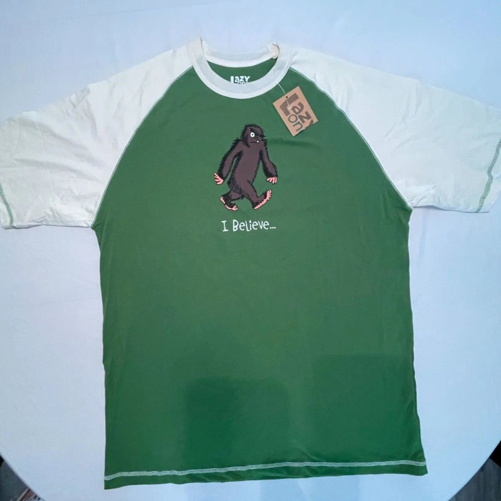 New Big Foot "I Believe" Lazy One 100% Cotton Jersey Style Shirt Unisex Men's XL