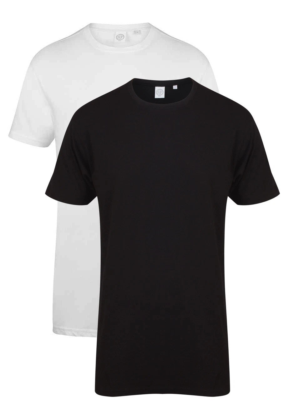 SF Clothing Mens Mans BLACK or WHITE Extra Long Length Cotton Tee T-Shirt
