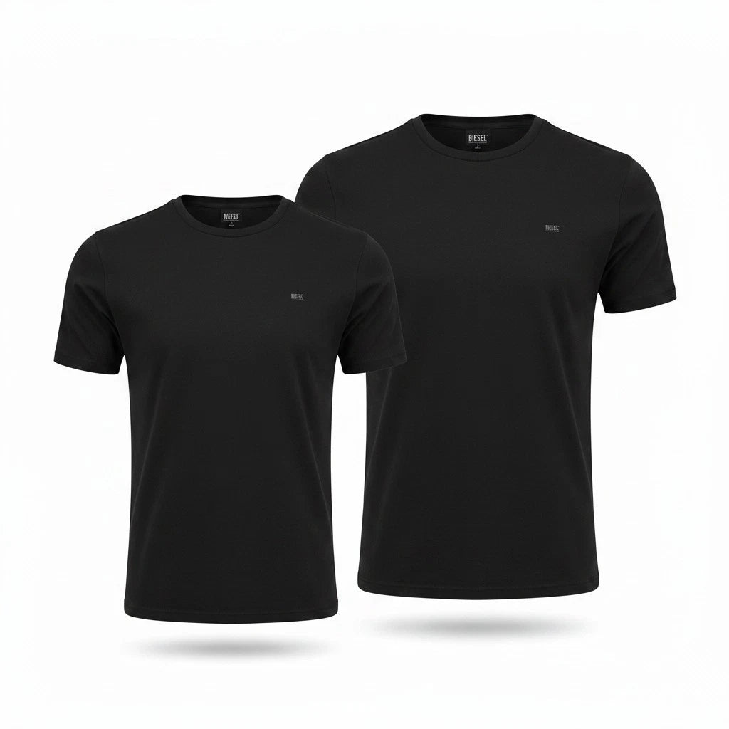 DIESEL UMTEE-Randal-Tube-Twopack Men T-Shirt L Black Tricot Slim Short Sleeve