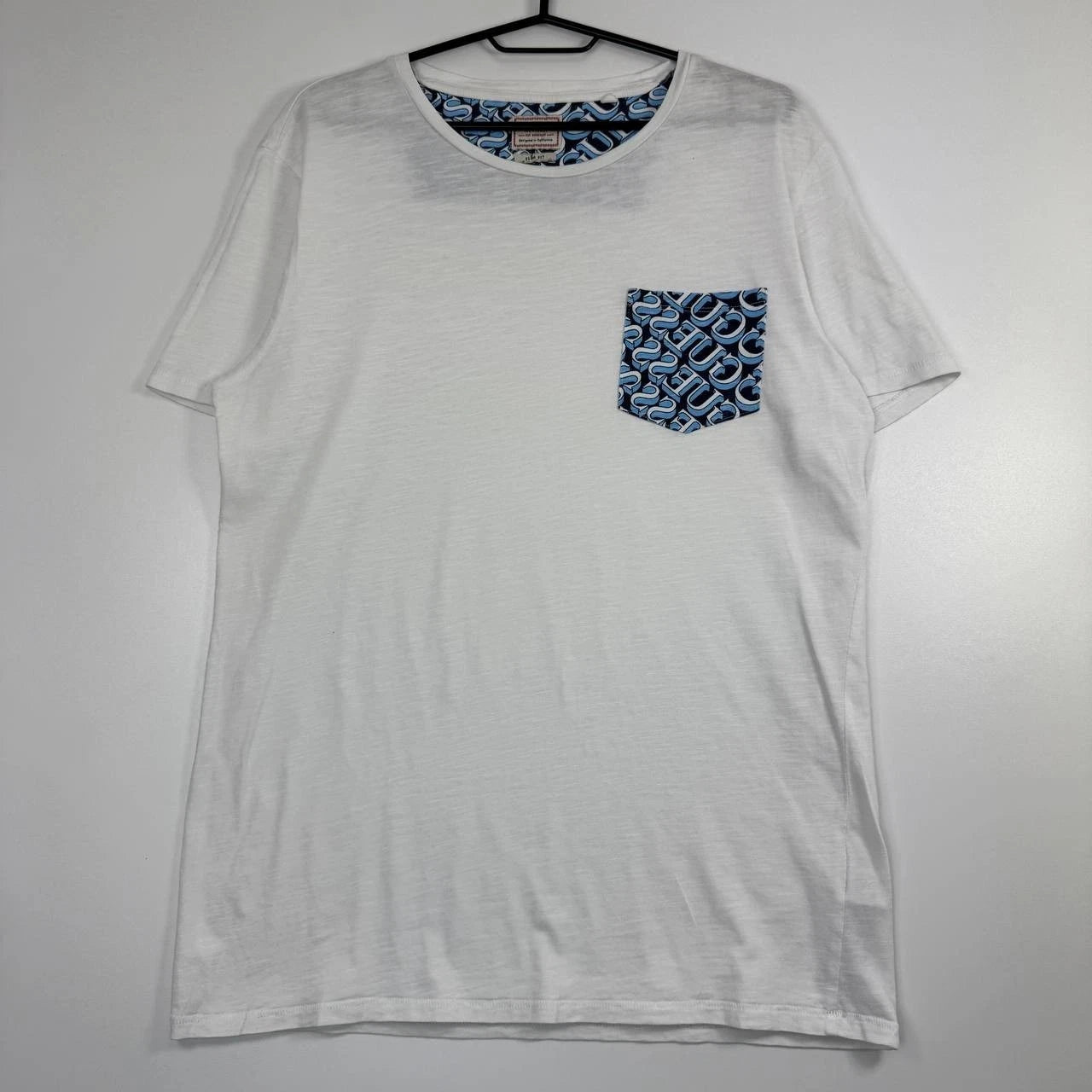 Guess Los Angeles T-Shirt Men White Slim Fit Pocket Tee Size M