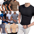 Mens Muscle Tops Ribbed Pullover T-Shirts Slim Fit Workout Base Layer Undershirt