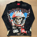 Godspeed long-sleeve vintage pure cotton printed round neck graphic T-shirt Mens