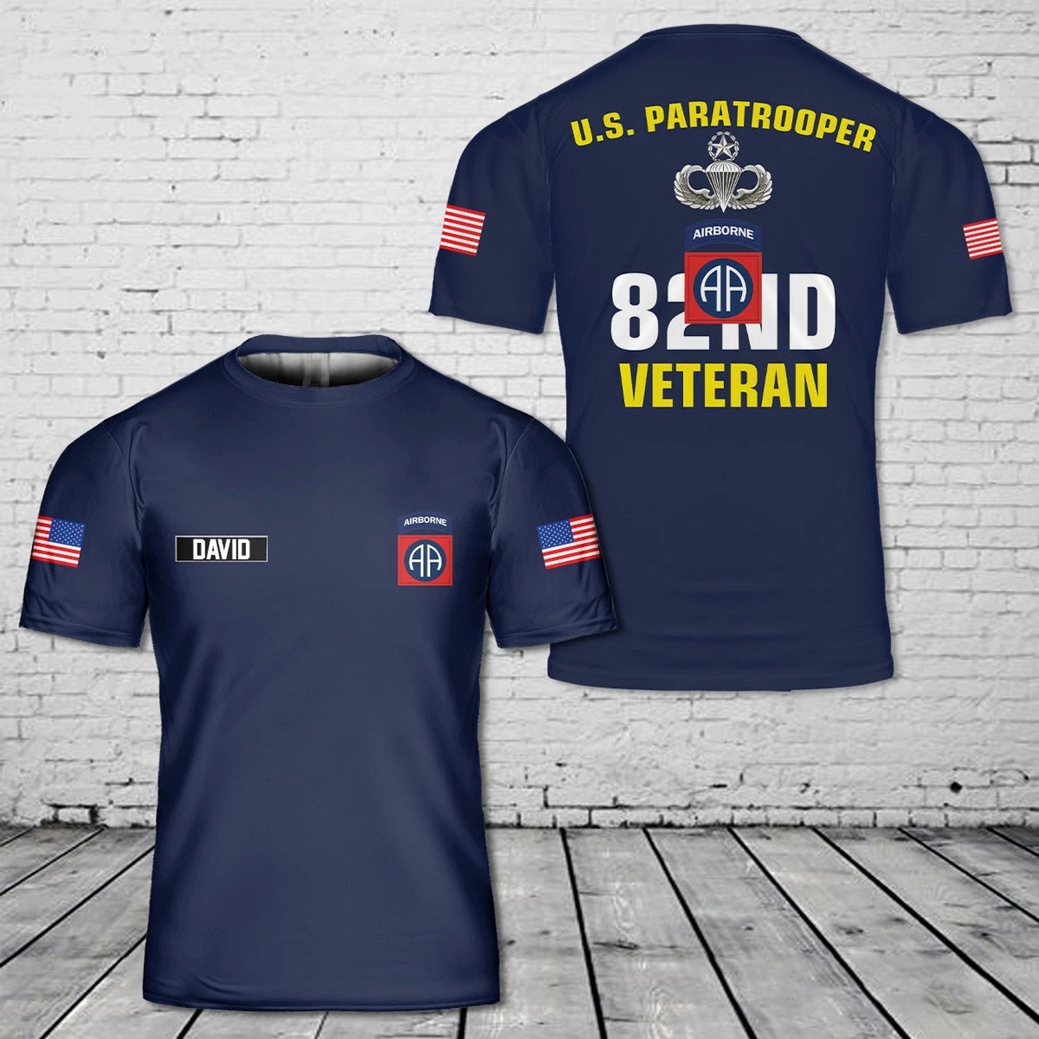 Custom Name US Army 82nd Airborne Division Veteran Paratrooper Master Wing 3D