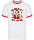 Santa Says Six Seven 6-7 - Mens Ringer - Meme Brainrot Funny 6 7