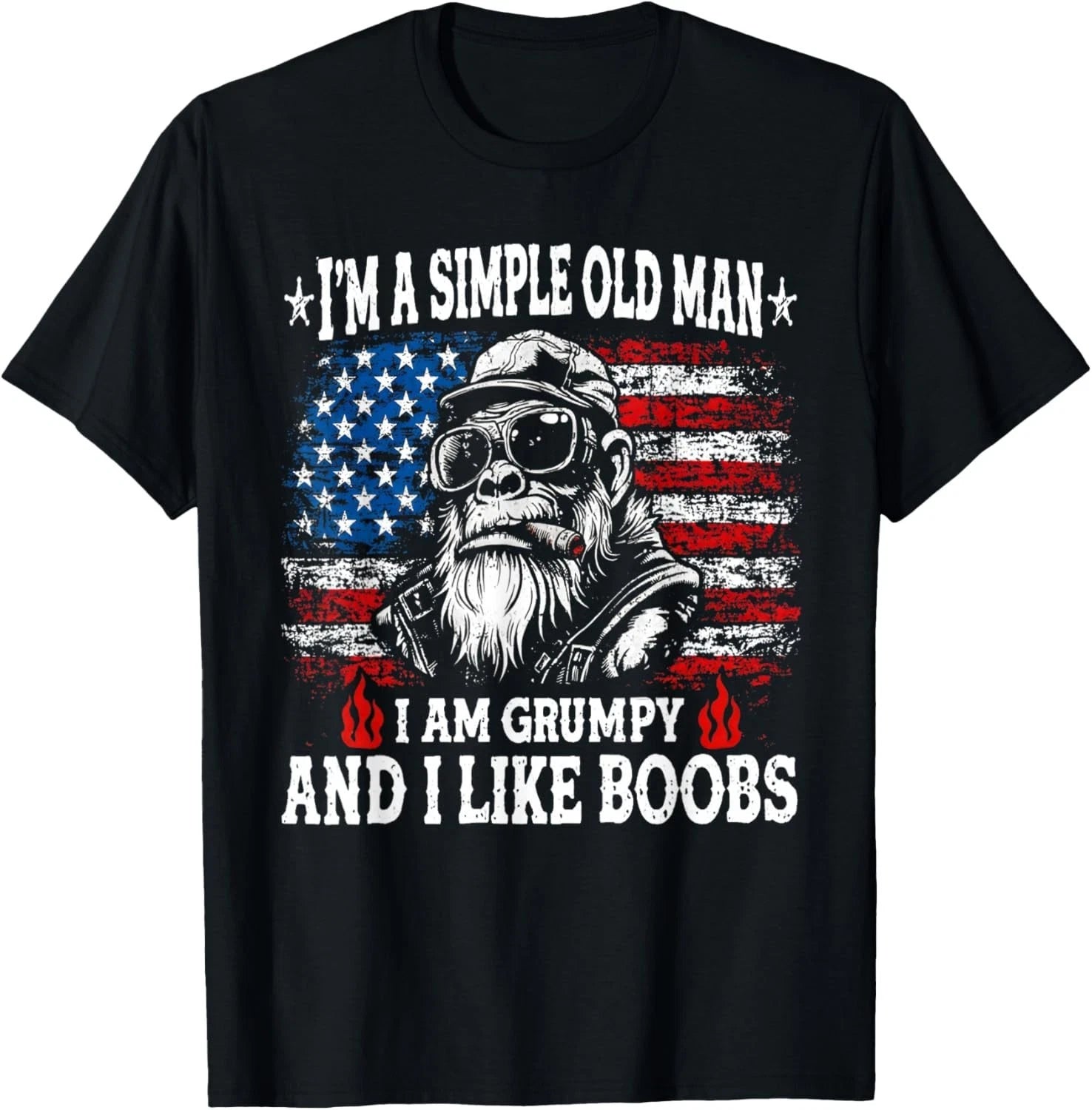 I'm A Simple Old Man I Am Grumpy and I Like Boobs Funny T-Shirt unisex T-Shirt